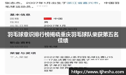 羽毛球意识排行榜揭晓重庆羽毛球队荣获第五名佳绩