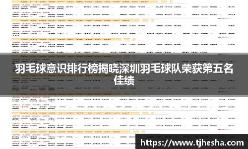 羽毛球意识排行榜揭晓深圳羽毛球队荣获第五名佳绩